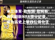 米兰体育-勒布朗-詹姆斯再次刷新NBA得分纪录，成为历史上第四位得分王